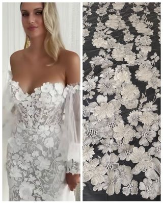 Luxusní 3D krajka, barva ivory. . . . @bridal_fabrics_tk